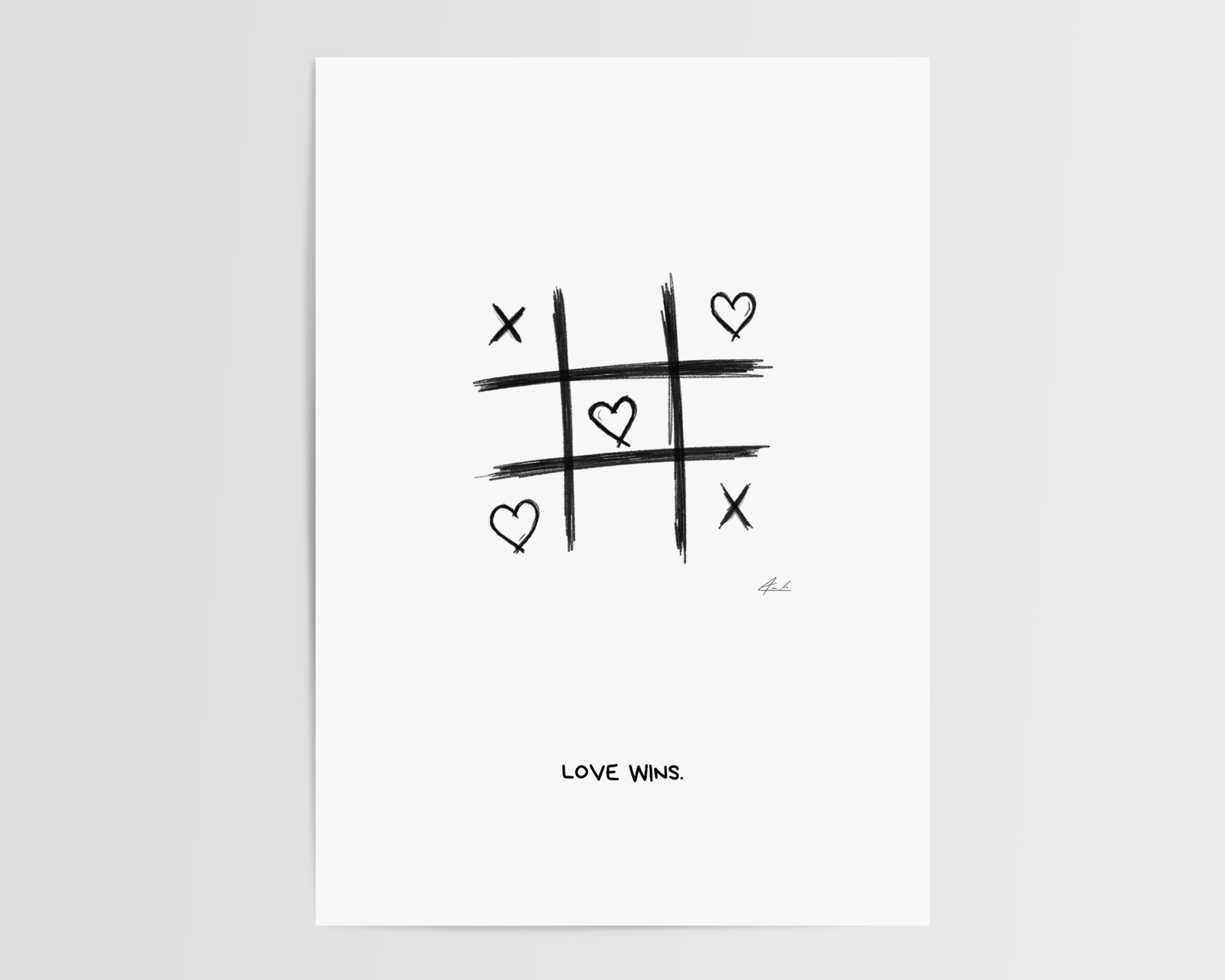 Love Wins - Mindful & Love Poster - 100% handgezeichnetes Poster