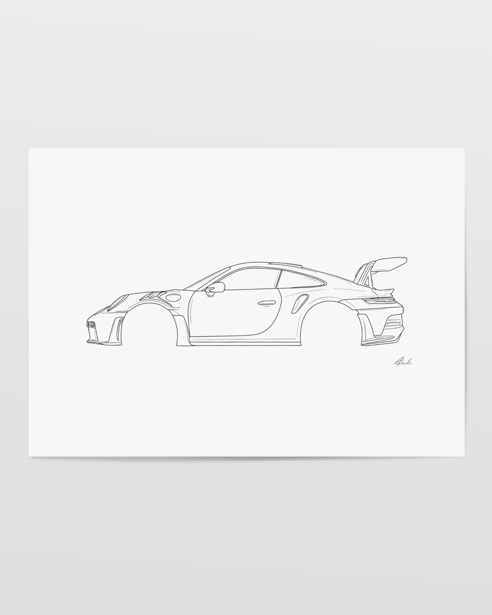 Horizontal Car Art - Inspired By Porsche 911 GT3 RS