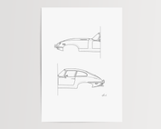 50/50 Car Art - Inspired By Jaguar E-Type Oldtimer