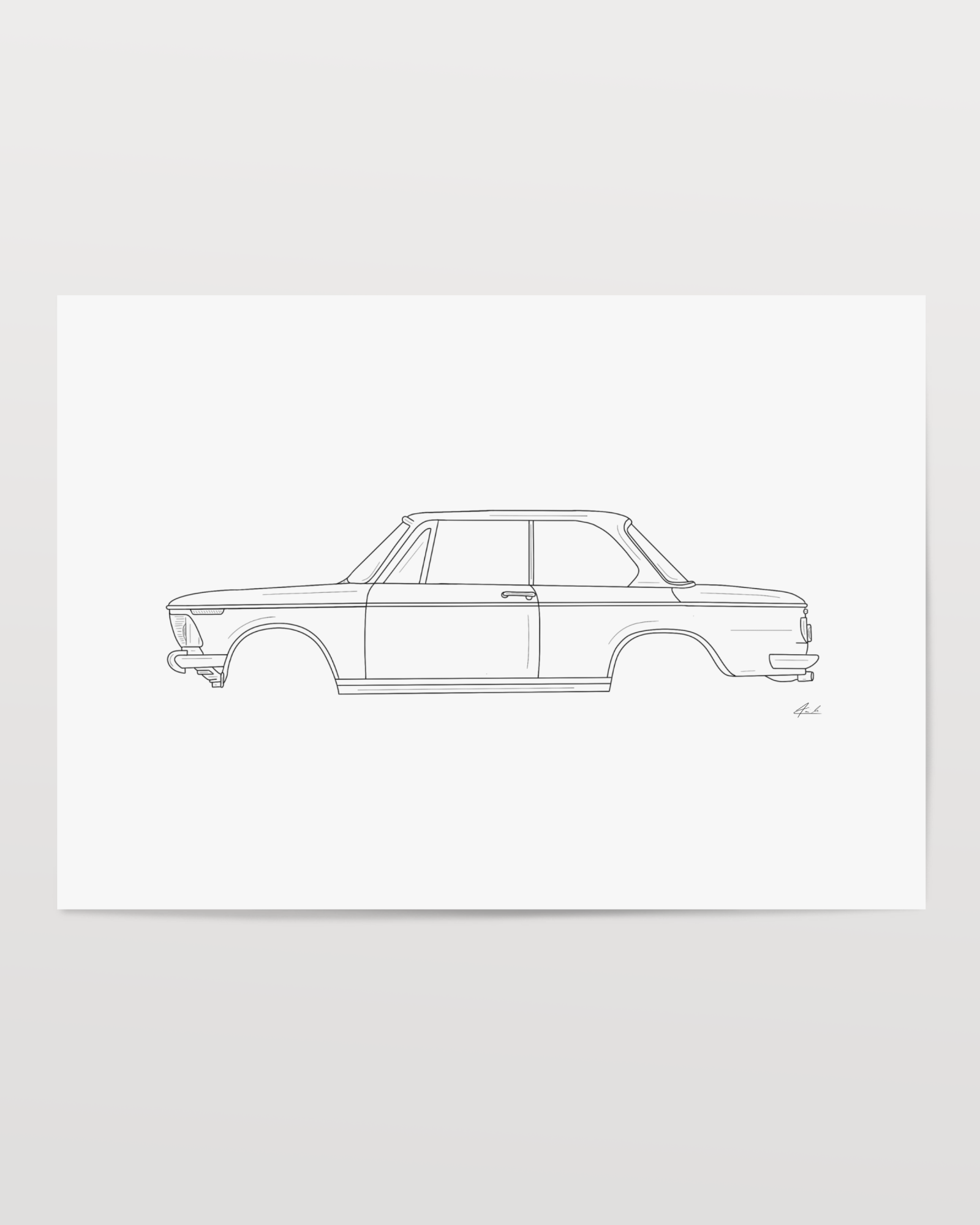 Horizontal Car Art - Inspired By BMW 2002 Oldtimer