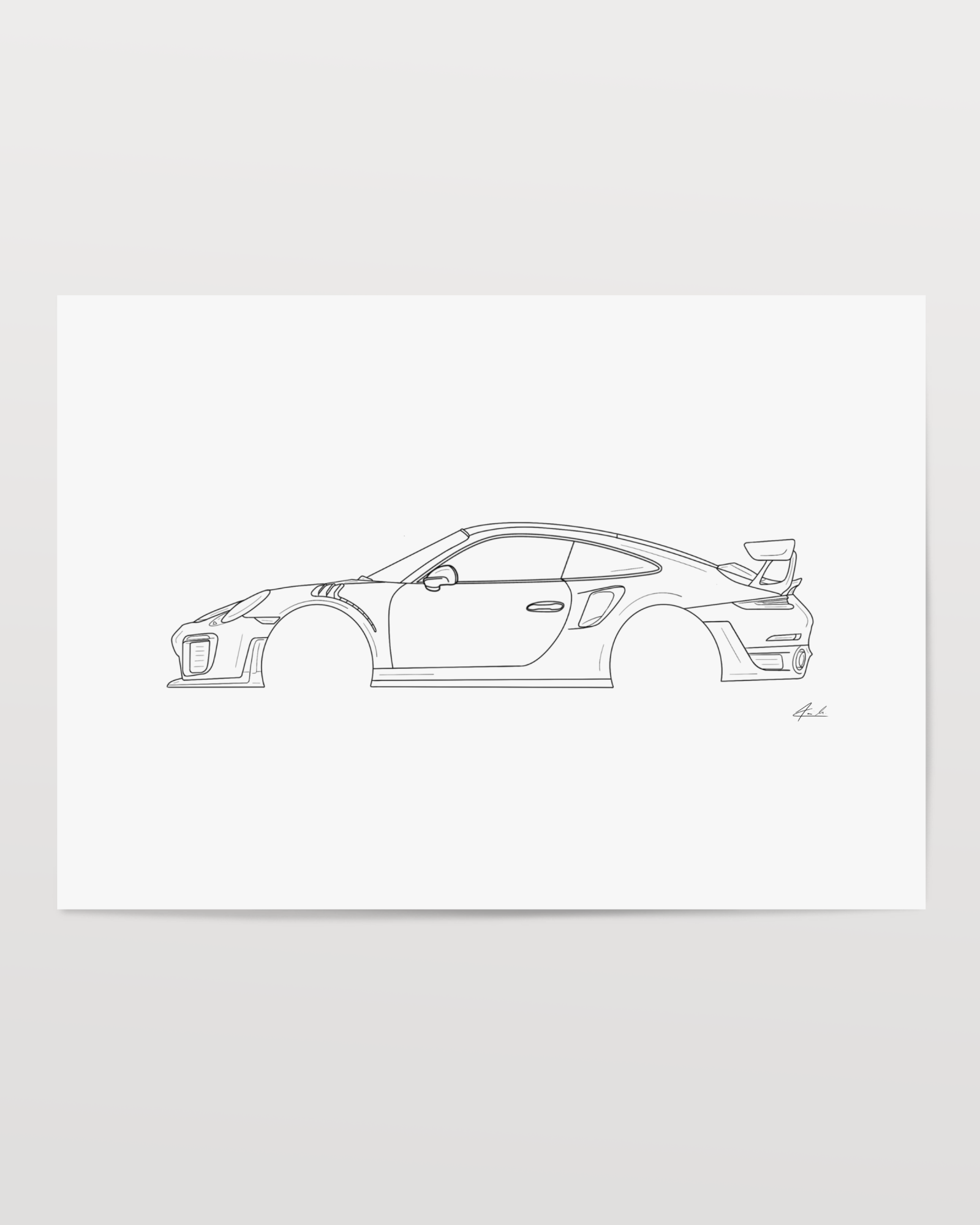 Horizontal Car Art - Inspired By Porsche 911 GT2 RS